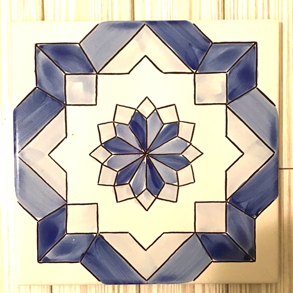 Blue Geometric Themed Trivet